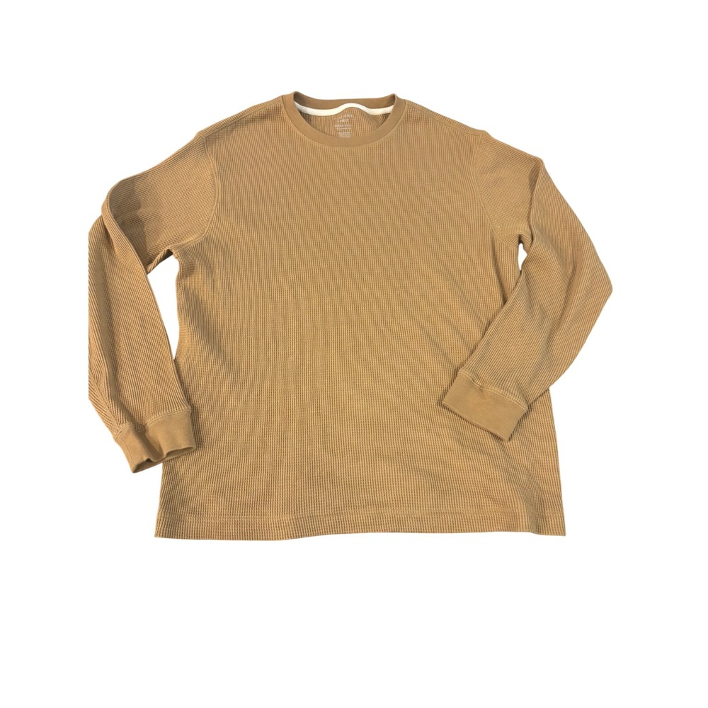 American Eagle Mens XL Waffle Knit Thermal Shirt Tan Brown Long Sleeve